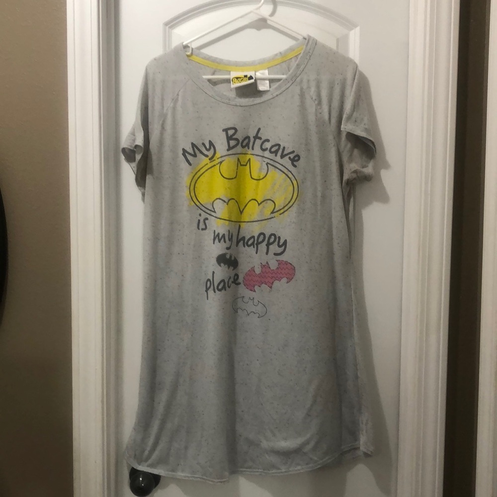 5/$13 Batgirl Batman Sleep Shirt Night Gown Large My Bat Cave is my Happy Place